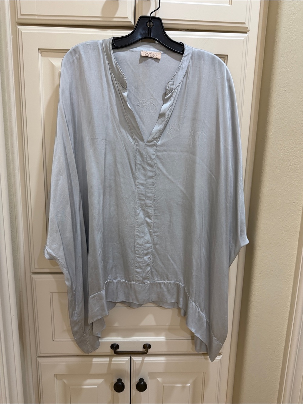 Gray V-Neck Flowing Tunic Top by Sofia